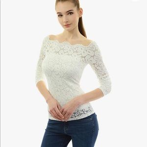 Stretch lace blouse, color ivory.